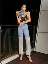 Odelia Mesh Denim Pants In White